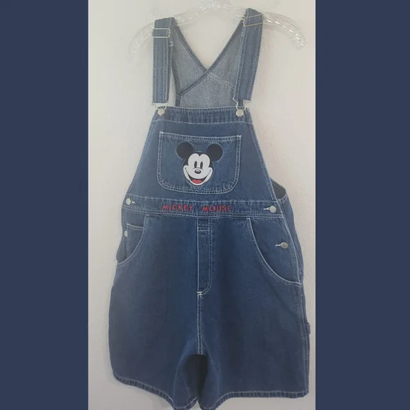 Disney | Jeans | Disney Store Mickey Mouse Denim Overall Romper Shorts Sz  Large | Poshmark